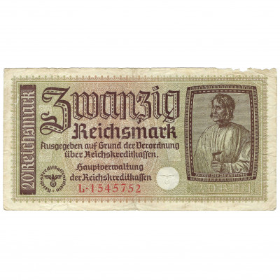 20 Reichsmark, Nazi German Occupied Territori...