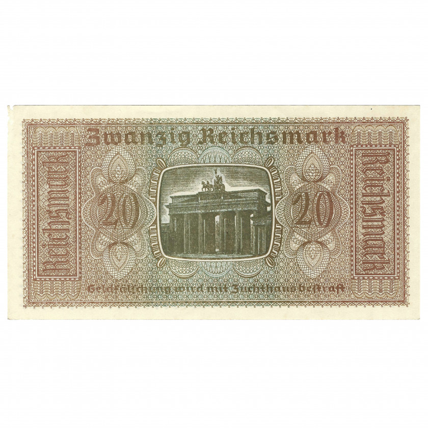 20 Reichsmark, Nazi German Occupied Territories, 1940-45 (VF)
