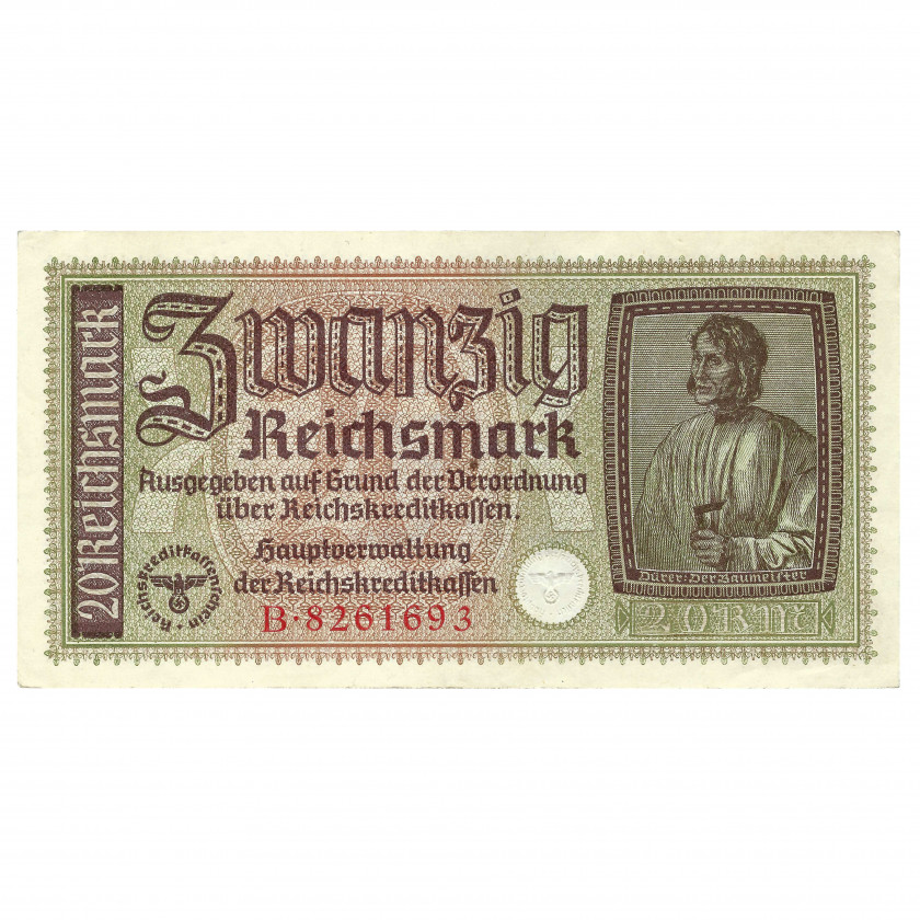 20 Reichsmark, Nazi German Occupied Territories, 1940-45 (UNC)