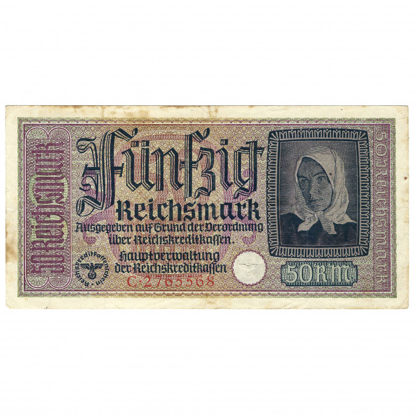 50 Reichsmark, Nazi German Occupied Territories, 1940-45 (VF)
