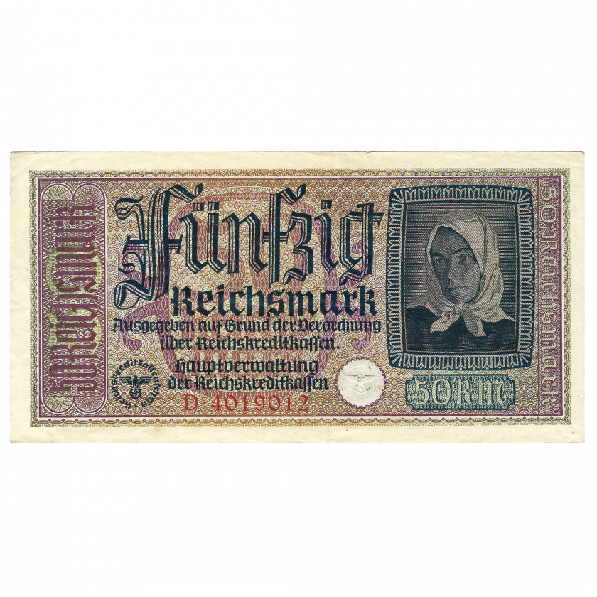 50 Reichsmark, nacistiskās Vācijas okupētās teritorijas, 1940-45 (UNC)