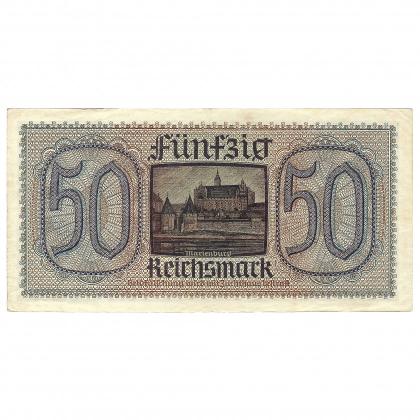50 Reichsmark, nacistiskās Vācijas okupētās teritorijas, 1940-45 (UNC)