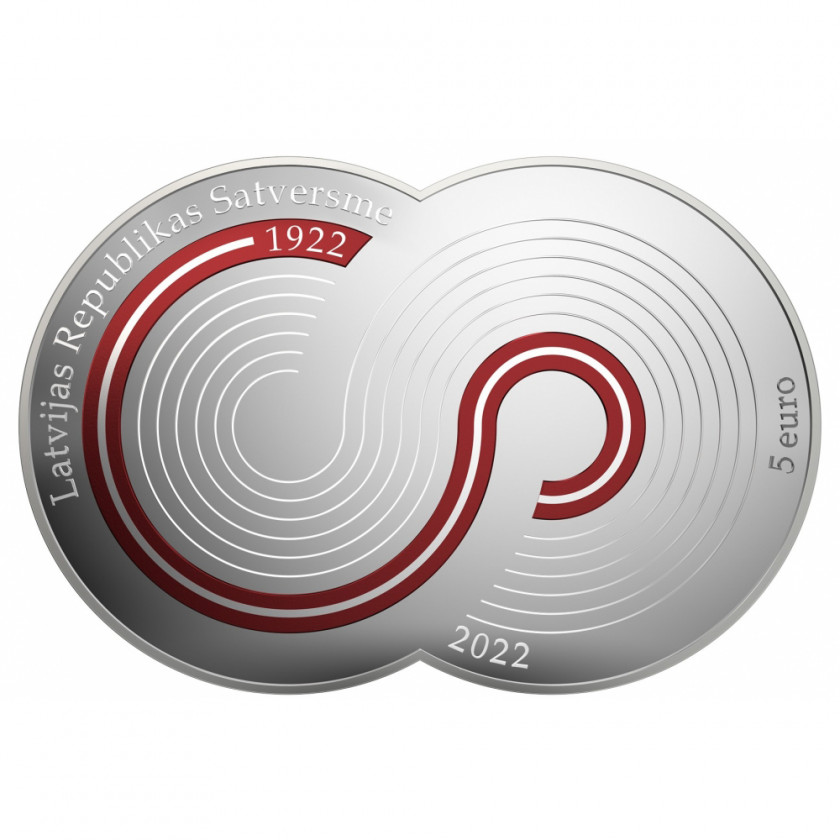 Silver coin "5 Euro 2022, Latvia, 100th Anniversary - Constitution of Latvia"