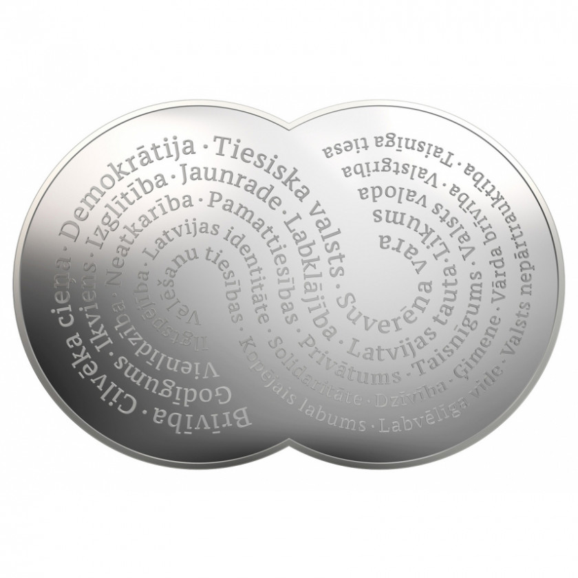 Серебряная монета "5 Евро 2022, Латвия, 100 лет Конституции Латвийской Респбулики"