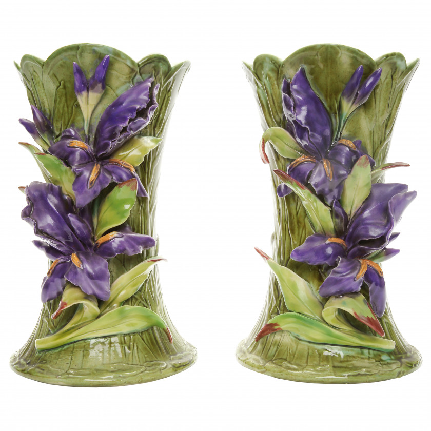 A pair of faience vases