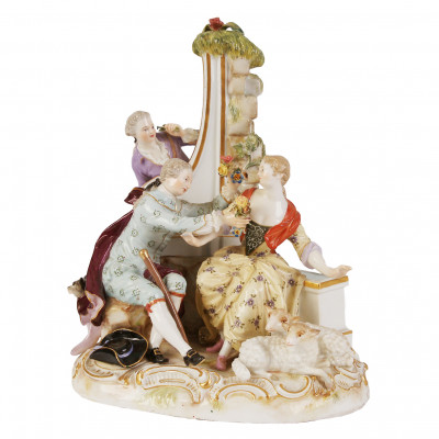 Porcelain figure "Shepherds by the wall"