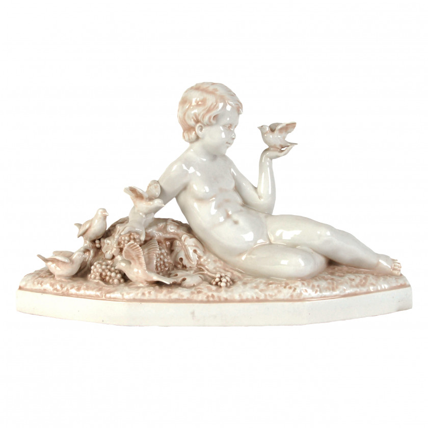 Porcelain figure "Boy with a dove"