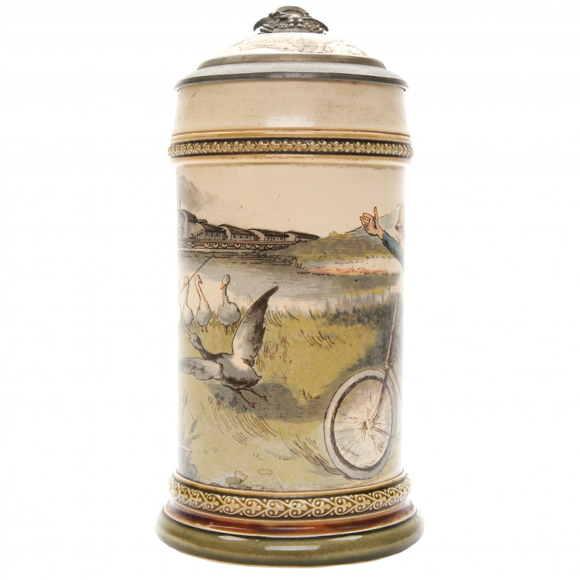Beer stein "Bicycling scene"