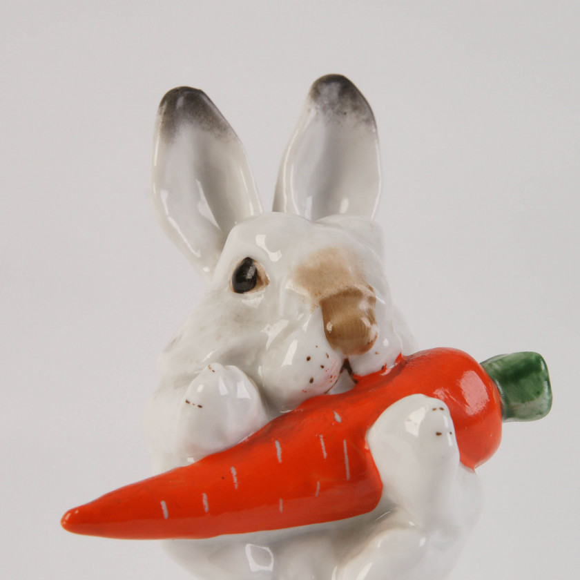 Porcelain figure "Hare with a carrot"