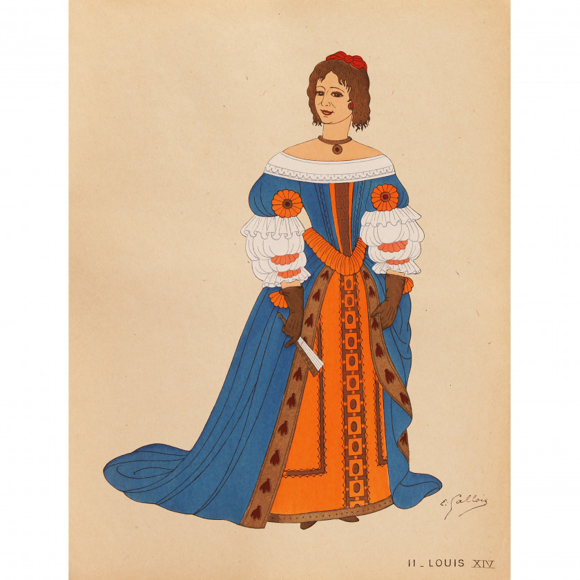 Drawings "Costumes of French eras" (10 pieces)