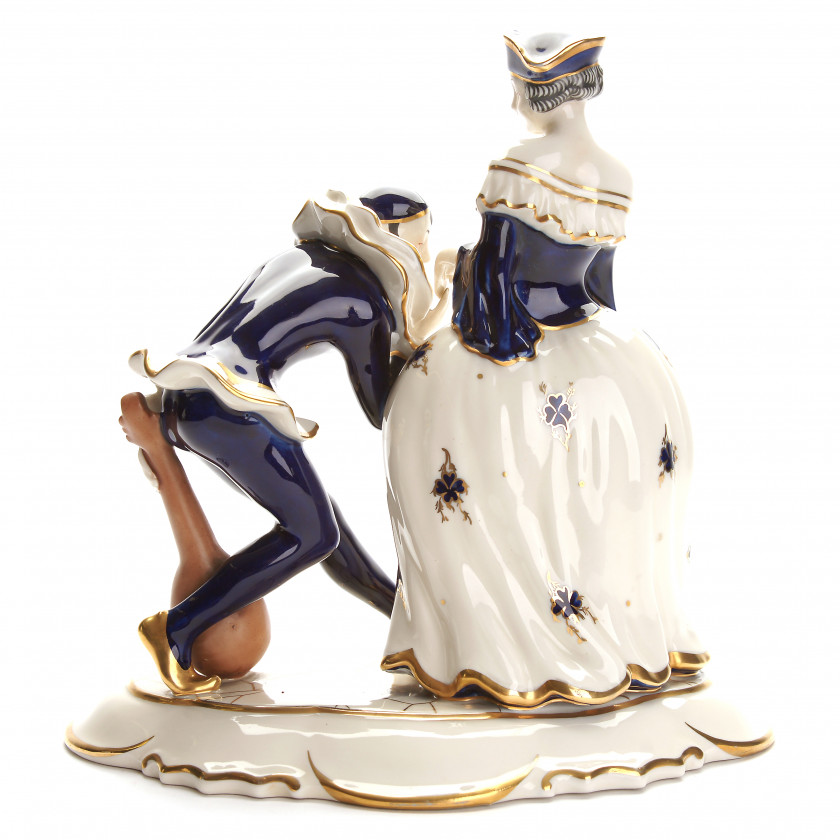 Porcelain figure "Lady with Pierrot"