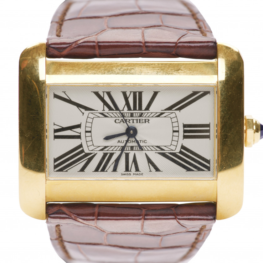 Gold wrist watch Cartier "Divan"