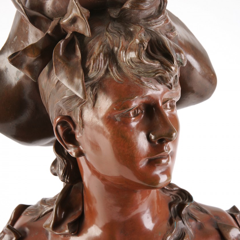 Bronze bust of a young lady in a Louis XV era costume