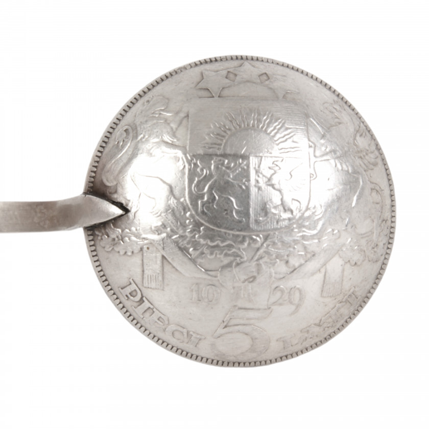 Silver spoon from coin "5 Lati 1929"