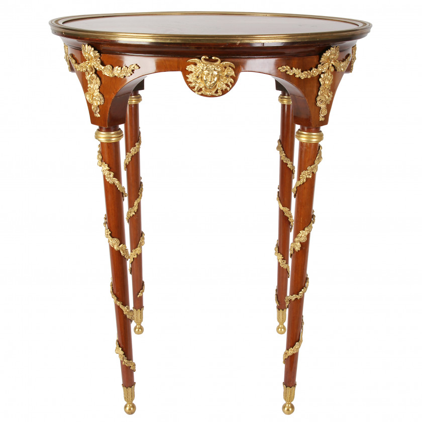 Round table with bronze and marble