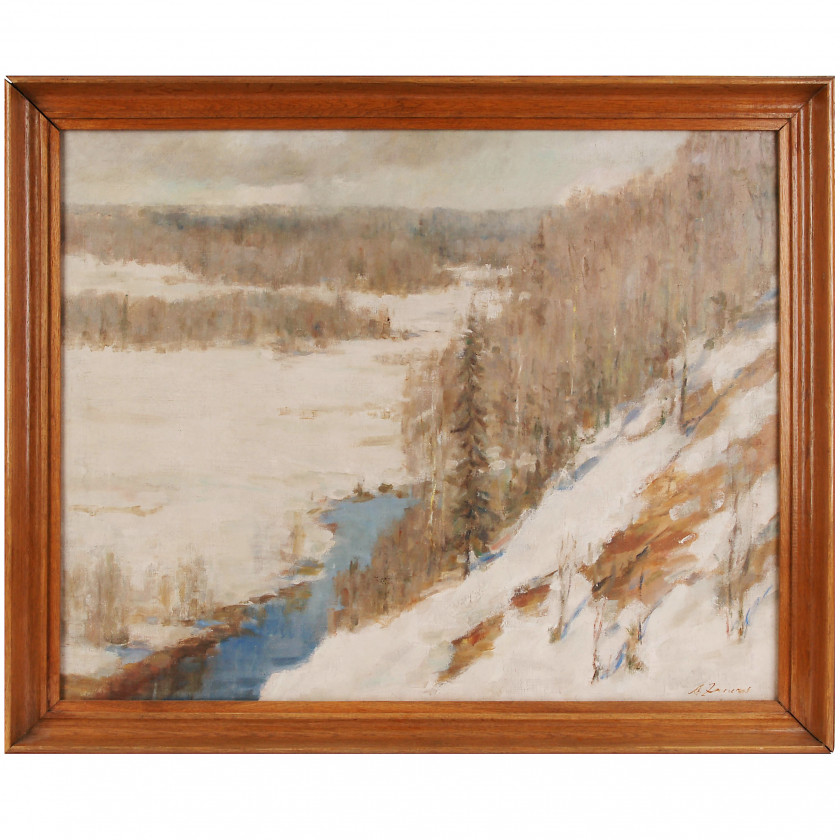 Картина "Зимний пейзаж. Сигулда. Древняя долина Гауи"