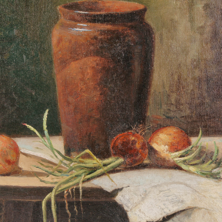 Painting "Still life with jug and onions"