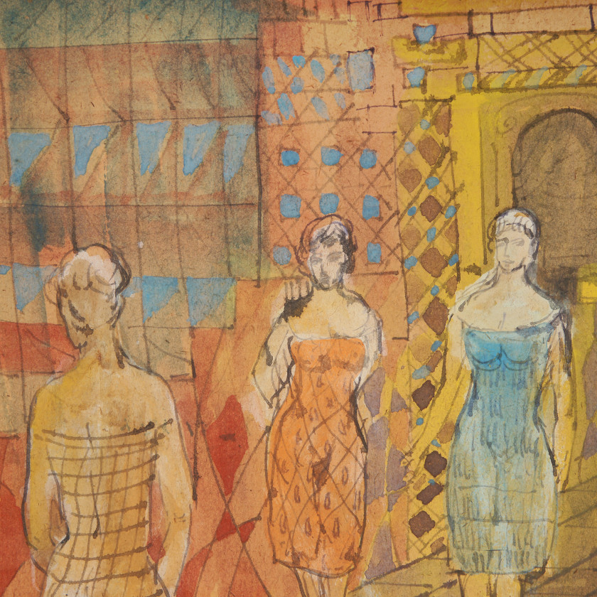 Watercolor "Three ladies"