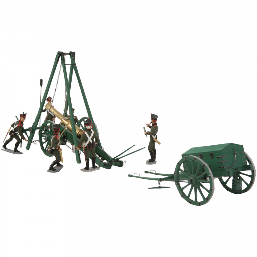 Set of tin figurines "Crew of a 12-pound cannon of foot artillery, replacing the barrel, 1812"