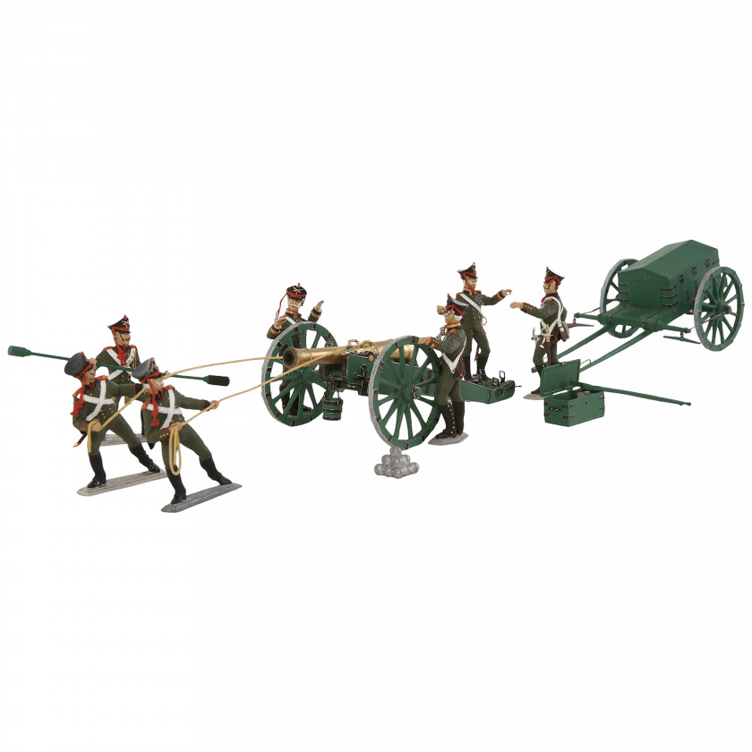 Set of tin figurines "Crew of a 12-pound cannon of foot artillery, running up, 1812"