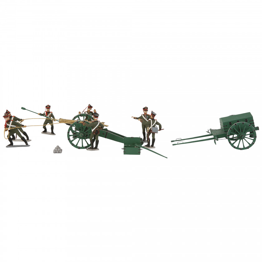 Set of tin figurines "Crew of a 12-pound cannon of foot artillery, running up, 1812"