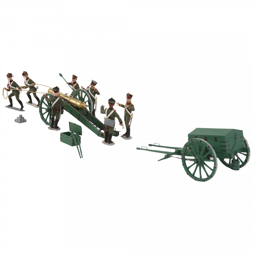 Set of tin figurines "Crew of a 12-pound cannon of foot artillery, running up, 1812"