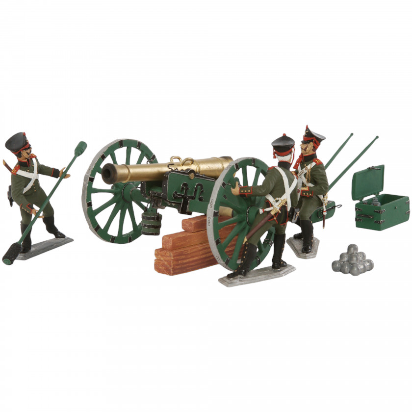 Set of tin figurines "Crew of a 12-pound cannon of foot artillery, repair, 1812"