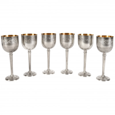 Set of silver shot glasses, 6 pcs.