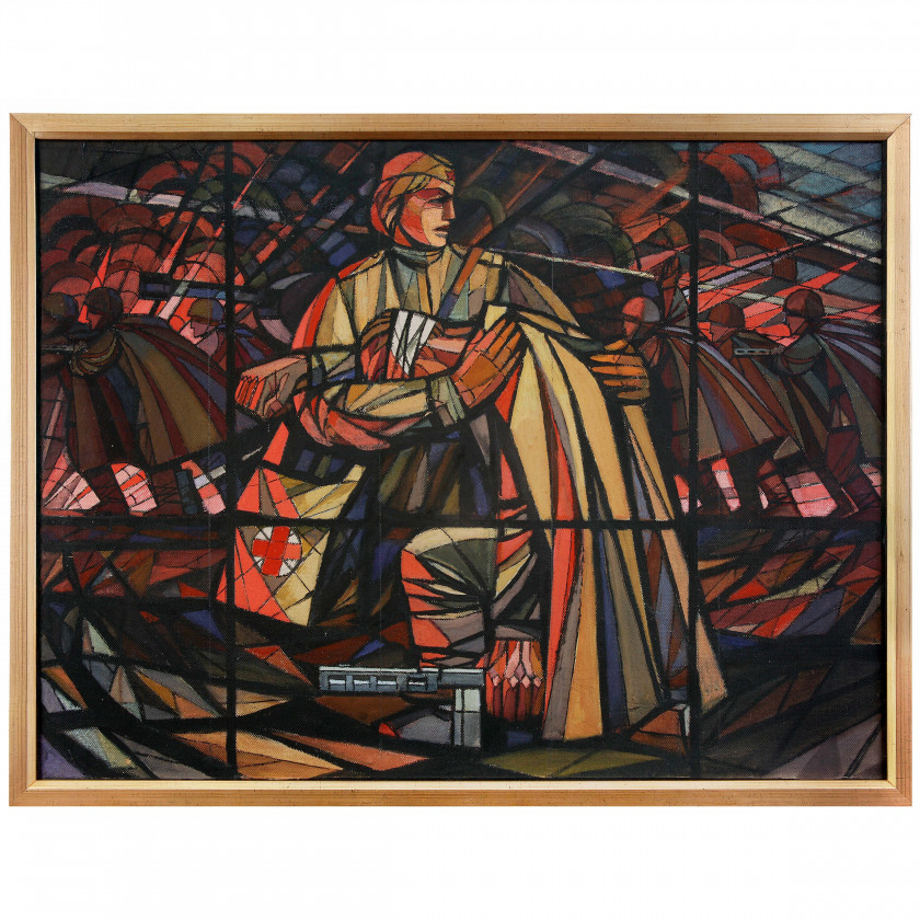 Stained glass sketch "Nurse on the Battlefield"