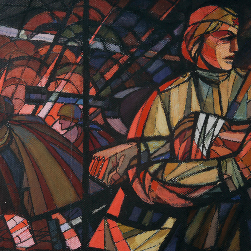 Stained glass sketch "Nurse on the Battlefield"