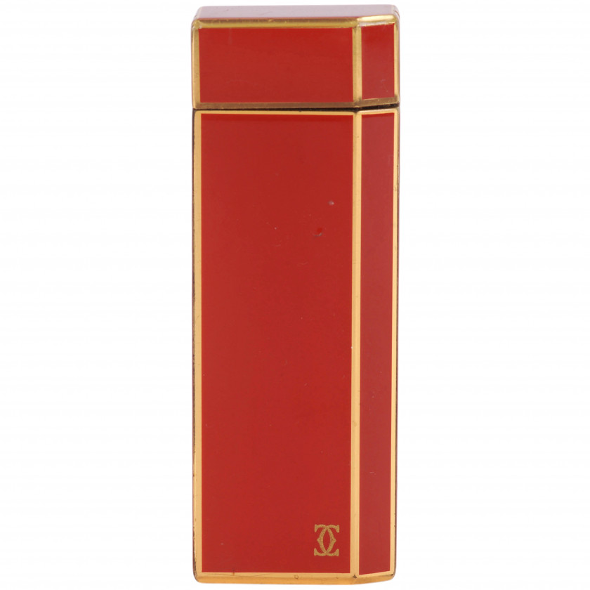 Lighter "Cartier Pentagon, Gold & Red Lacquer"