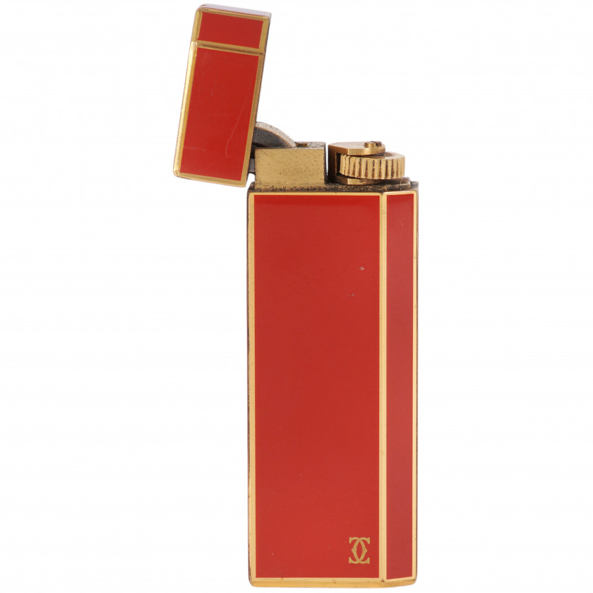 Lighter "Cartier Pentagon, Gold & Red Lacquer"