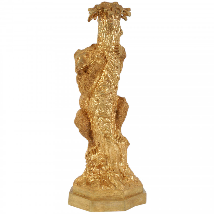 Bronze candlestick "Bear climbing a tree"