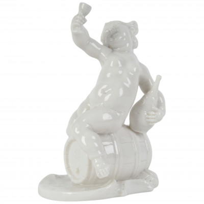 Porcelain figure "Putto on a wine barrel"