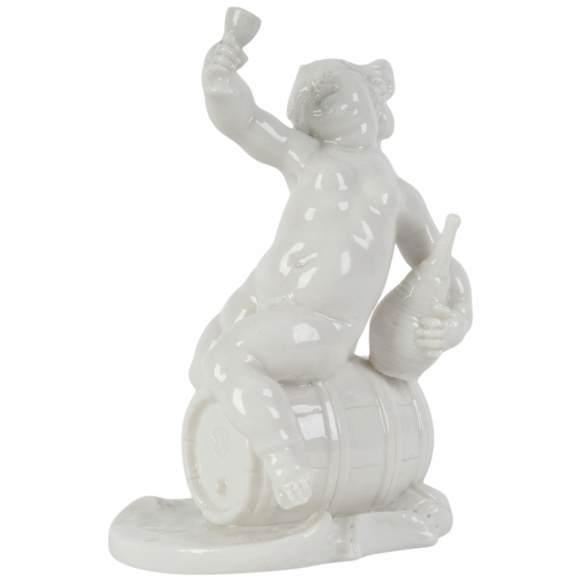 Porcelain figure "Putto on a wine barrel"