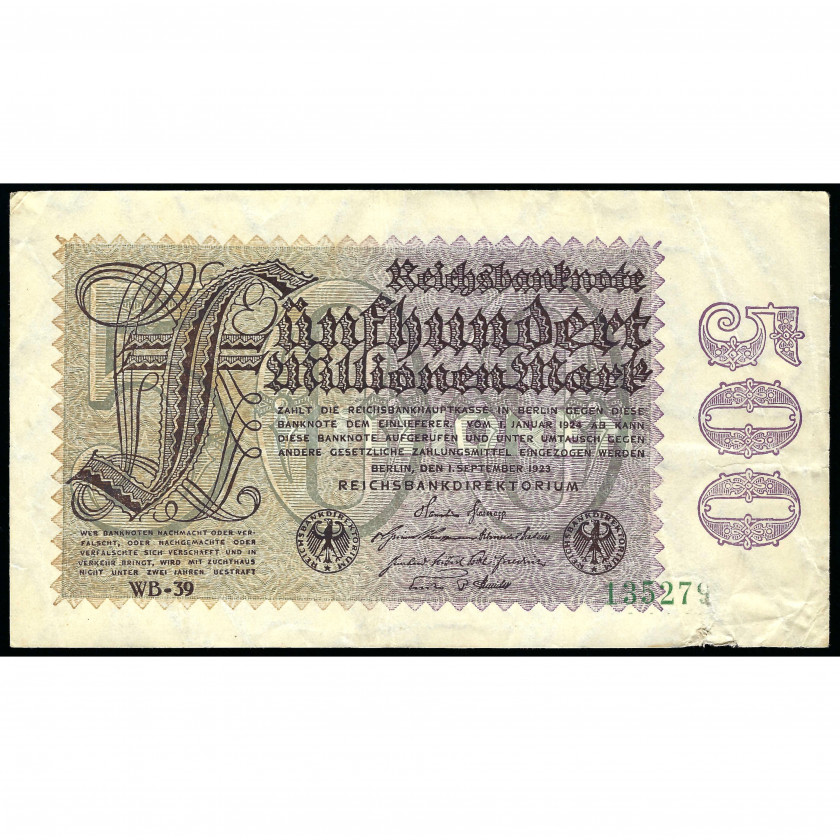 500 Millionen Mark, Germany, 1923 (F), Pick 110d