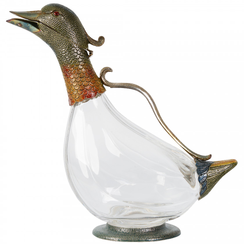 Crystal carafe with silver "Duck"