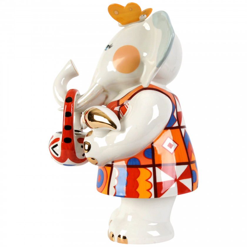 Large porcelain figure "Elephant Elli, Benedikt and Friends, Limited Edition"