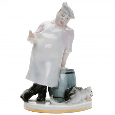 Porcelain figure "Cook and a Cat"