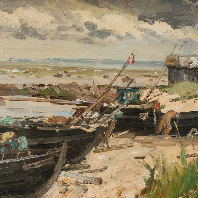 Painting "Landscape with boats"