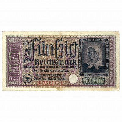 50 Reichsmark, Nazi German Occupied Territori...