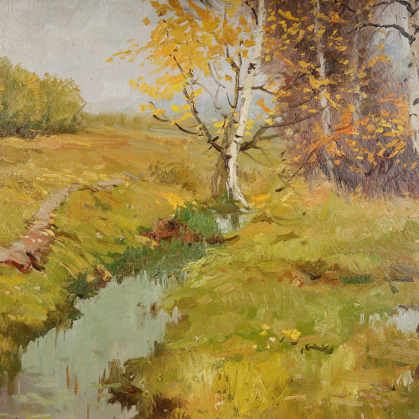 Painting "Autumn Landscape with Birch Trees"