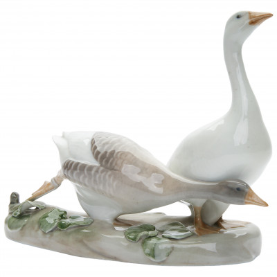 Porcelain figure "Two Geese"