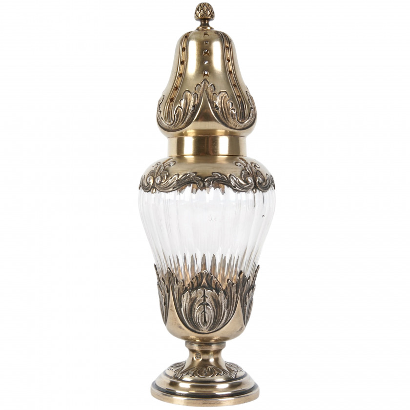 Серебряная сахарница со стеклом