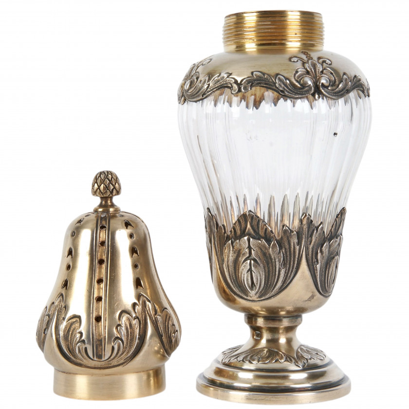 Серебряная сахарница со стеклом