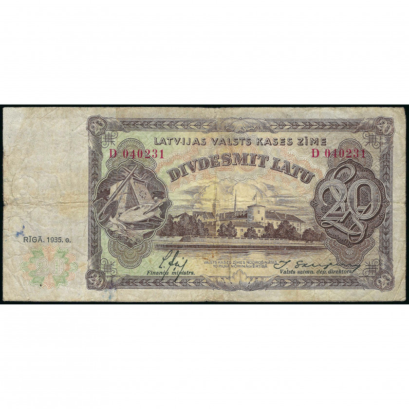 20 Лат, Латвия, 1935 г. (F), Pick 30a