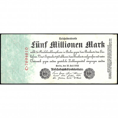 5 Миллионов Марок, Германия, 1923 (XF+), Pick...