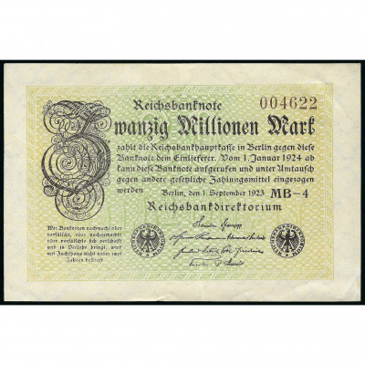 20 Миллионов Марок, Германия, 1923 (AU), Pick...