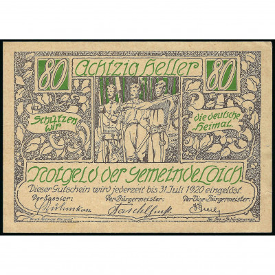 Нотгельд, 80 Геллеров, Австрия - Муниципалите...