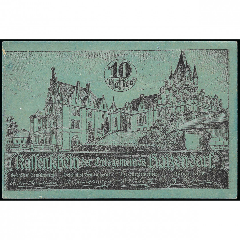 Нотгельд, 10 Геллеров, Австрия - Муниципалитет Хайзендорф, 1920 г. (XF)